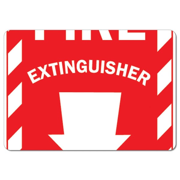 OSHA, 3.5" Height, Decal, 5" x 3.5", Landscape, PK10, Fire Extinguisher with Arrow
